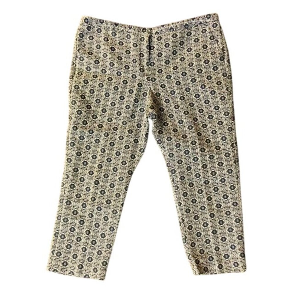 Worthington Capri Pants Womens 14 Blue Patterned Geometric Print Cotton Blend